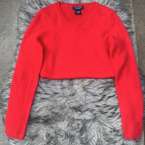 Lord &Taylor Crewneck 100%Cashmere Red Sweater - Picture 5 of 7